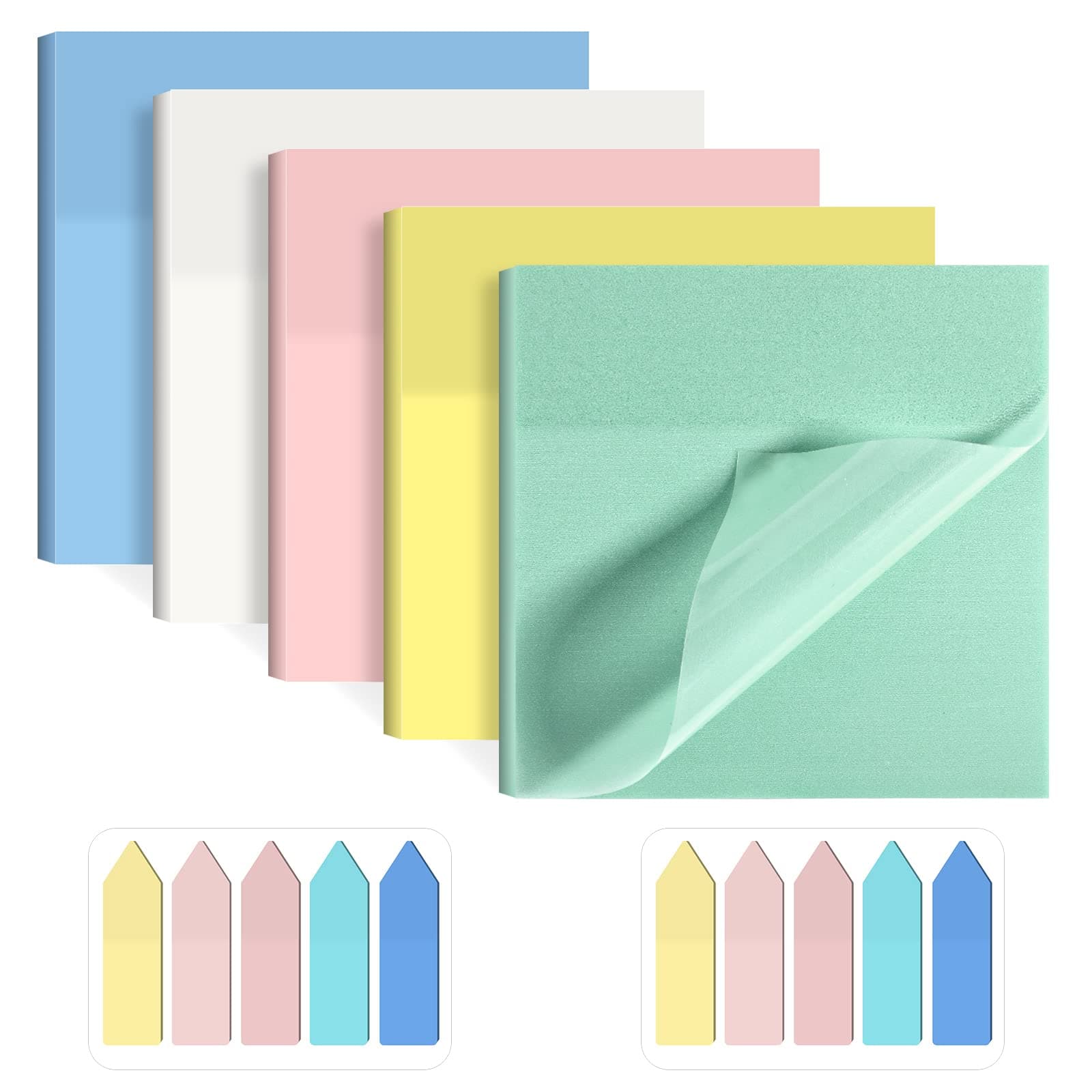 450Pcs Transparent Sticky Notes, Waterproof Colorful Clear Sticky Notes, 2 Sizes Self-Stick Sticky Note Set for Students, School, Office, Home