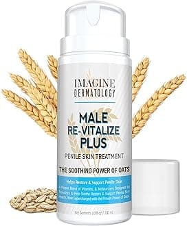 Imagine Dermatology Male Re-Vitalize PLUS - Oats Penile Health Cream for Men - Relieve, Restore and Support Skin - Moisturizing Penile Cream - TSA Compliant Size (3.3 fl oz/100ml)