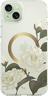 LONLI Hue - for iPhone 15 Case [Compatible with Magsafe] - Camellia Phone Case - [360° Shock-Absorbent Bumper] - Cute, Unique and Aesthetic Phone Cover for Girls and Women
