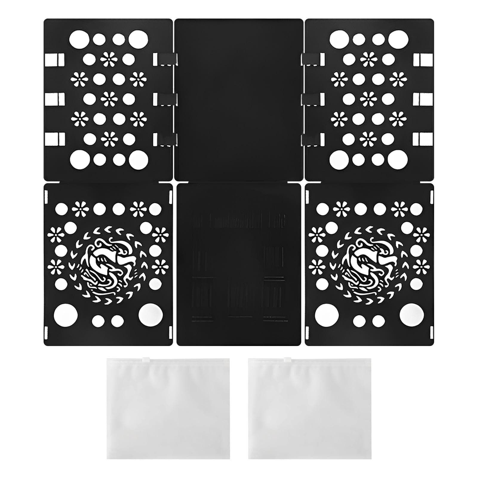 Divono 3pcs T Shirt Folder Board, Clothes Folding Board Flip Kit With Zipper Bag,For Daily Necessities, Socks, Cosmetics, Underwear(Black)
