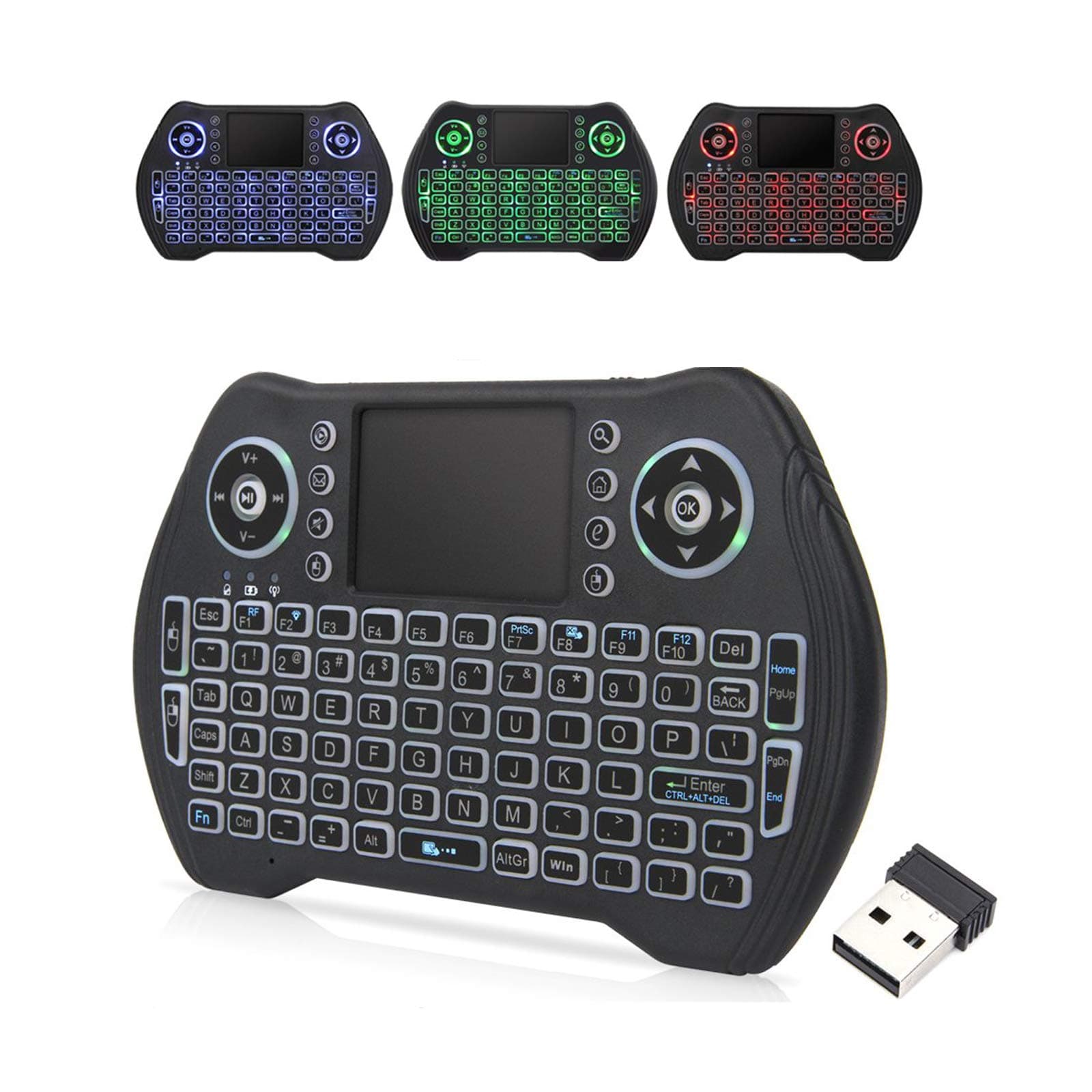 Backlit Mini Wireless Keyboard with Touchpad Mouse Combo Remote Control with Rechargeable Li-ion Battery and Multimedia Keys for Android TV Box HTPC PS3 Smart TV PC X-Box Linux Windows MacOS