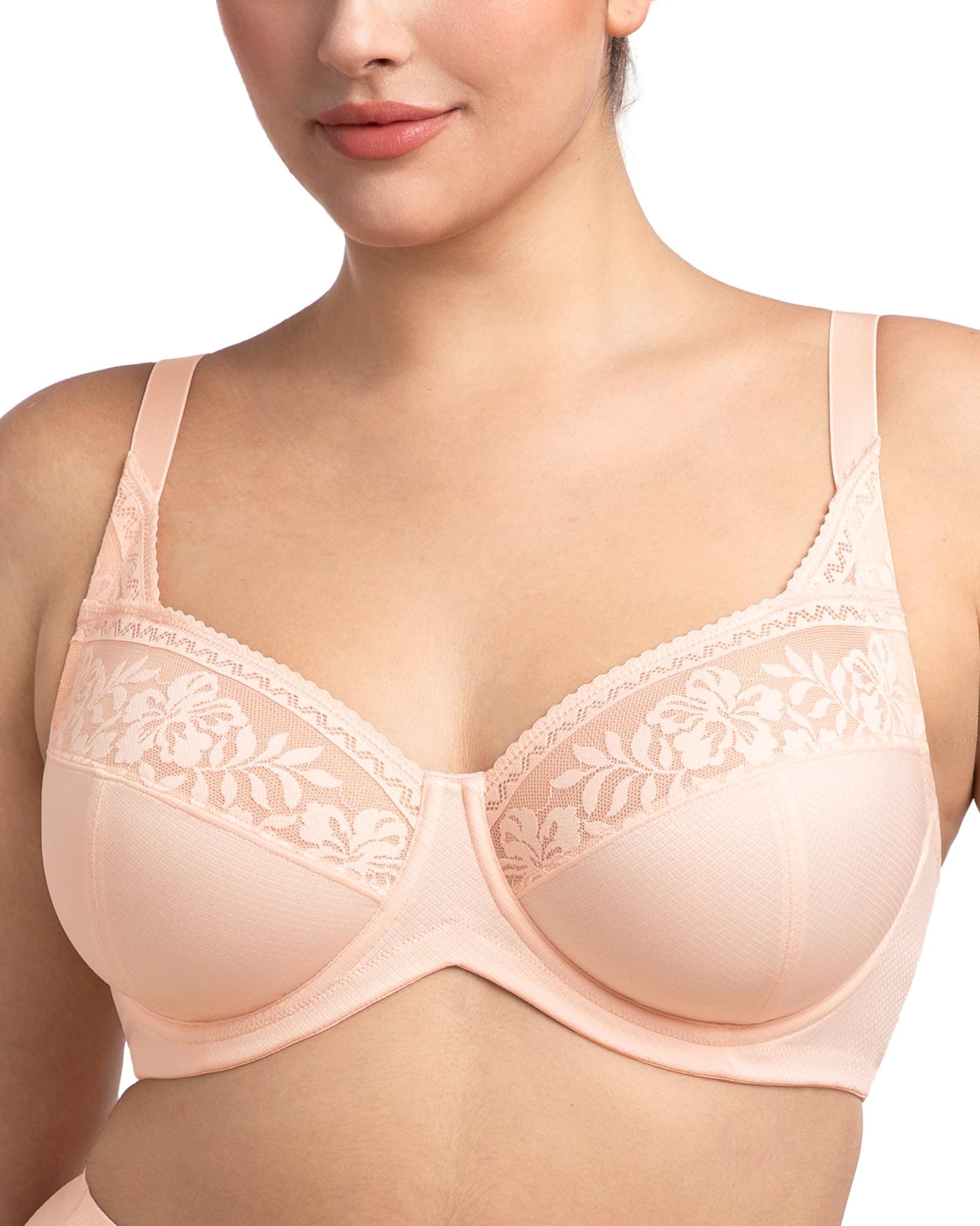 Minimizer Bras for Women, Full Coverage Lace Bra Unlined Underwire Plus Size Bras for Heavy Breast