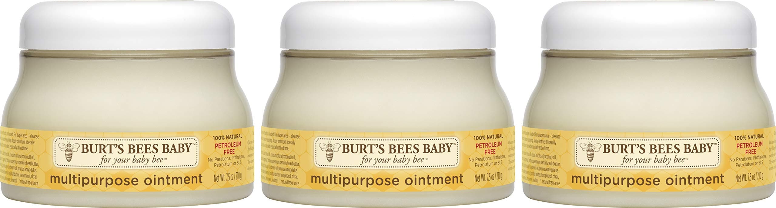 Burt's Bees Baby 100% Natural Origin Multipurpose Healing Ointment, Face & Body Baby Ointment 7.5 Ounce Tub - Pack of 3