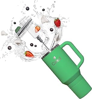 Cirkul 40oz All-Day StrawSip Double-Wall Insulated Stainless Steel Tumbler with Handle, Black (Black) Flavor cartriage not included (Eucalyptus (Light Green))