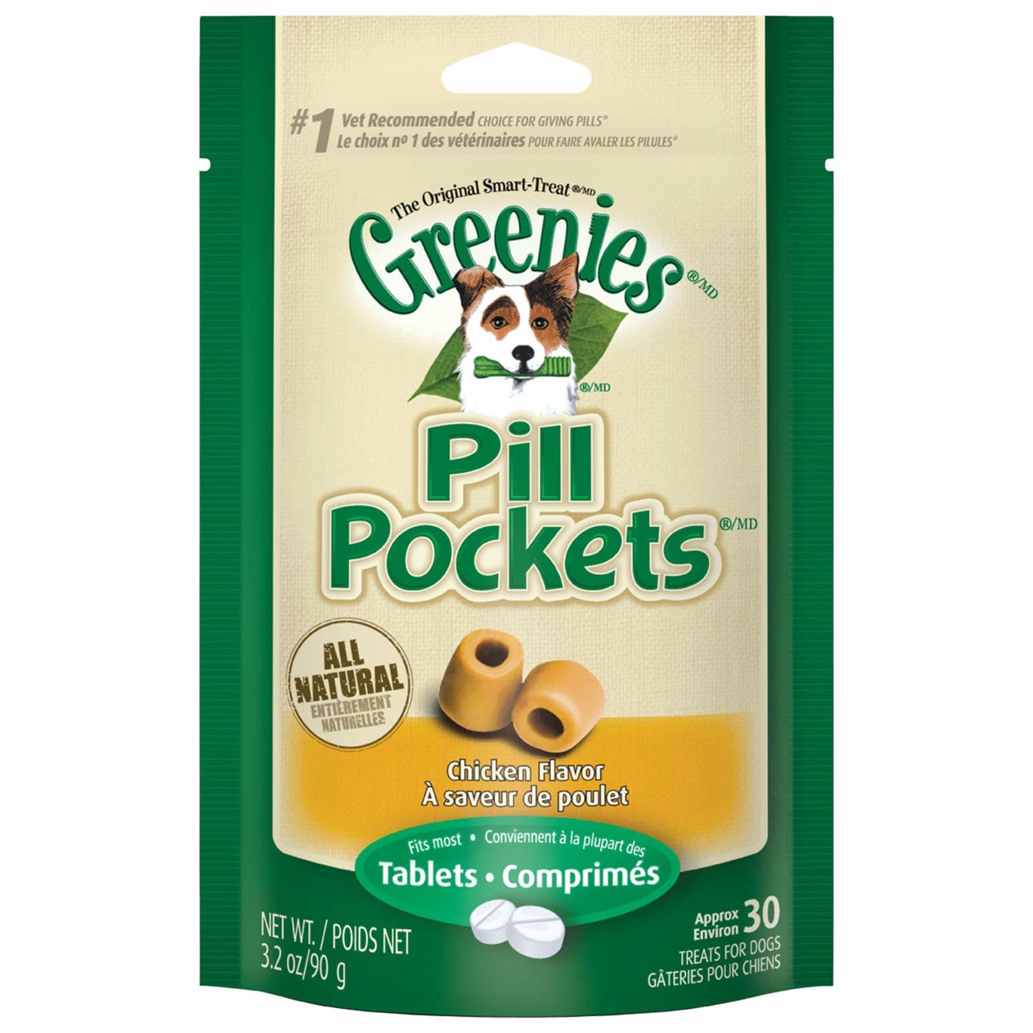 Greenies Pill Pockets Chicken Tablet Size 30 count 3 PACK Dog Medicine Treats