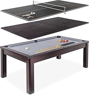 3 in 1 Pool, Dining, & Table Tennis Combo Table and Storage Benches - 7 ft or 8 ft - Convertible Billiards and Table Tennis with Accessories