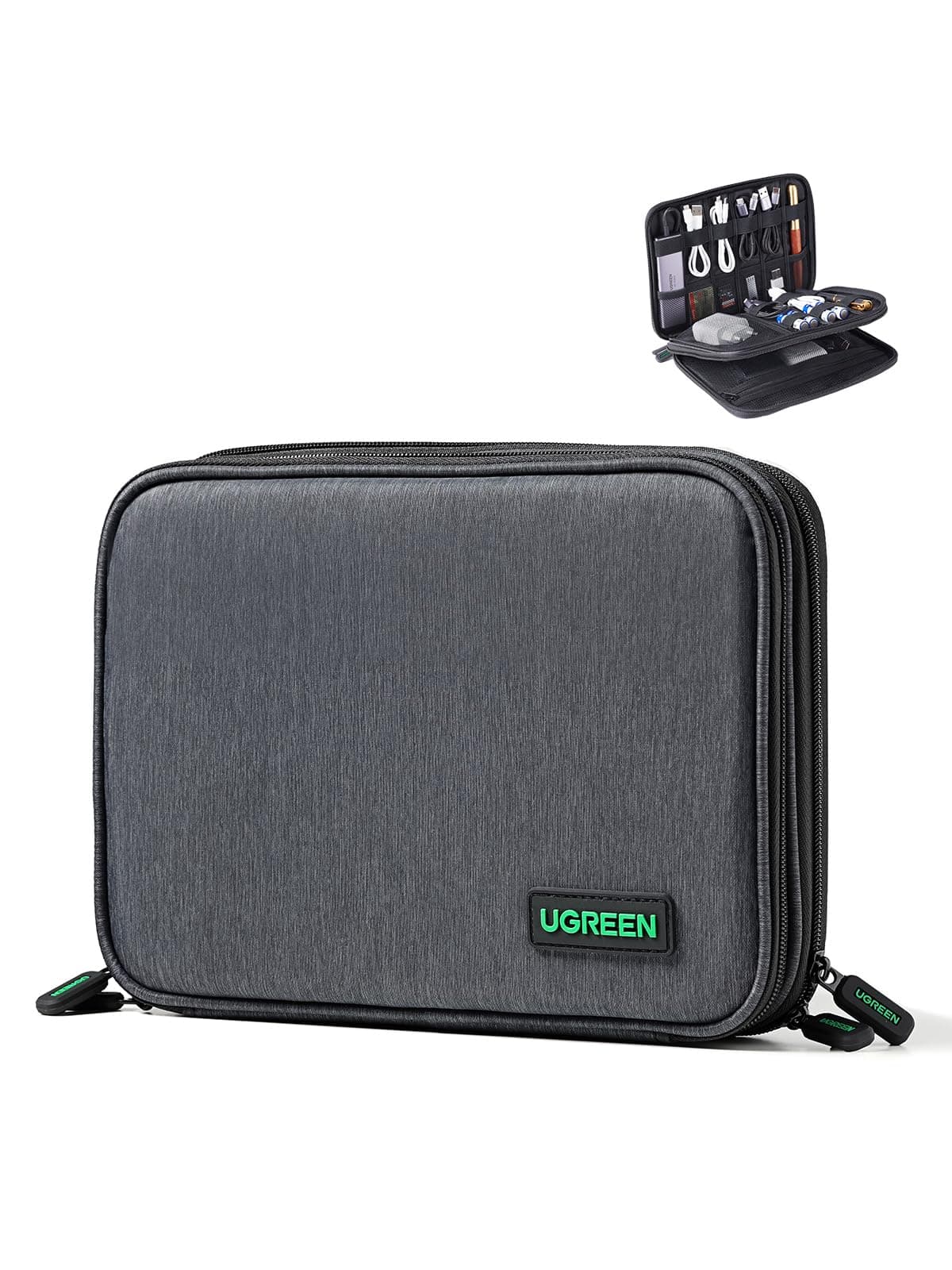 UGREEN Travel Accessories, Portable Bag Electronics Organiser Large Capacity Tech Pouch Compatible with Small Gadget USB Charging Cable Charger Adapter Power Bank Hard Drive SD Card(M)