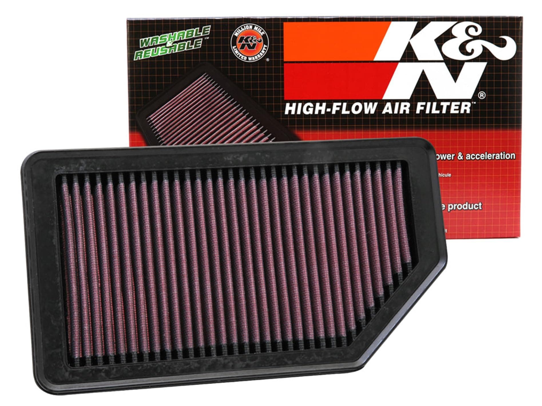 High-Flow Original Lifetime Engine Air Filter: Increase Power: Premium, Washable: Compatible with 2011-2019 Dodge/Hyundai: Attitude, Accent, Veloster, Rio, Soul, 33-2472