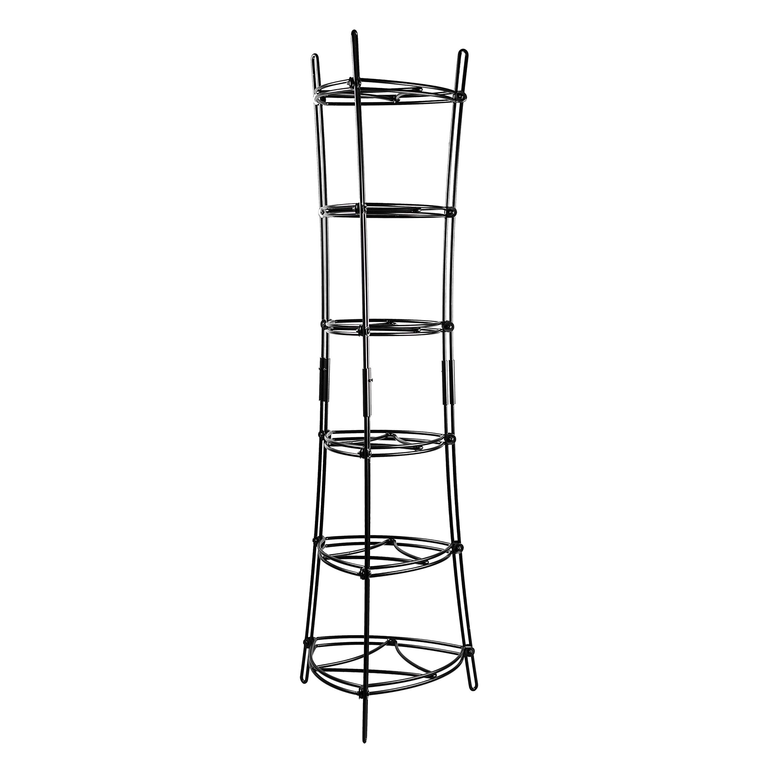 6-Tier, Kitchen and Pantry Cast Iron Cookware Storage Organizing Tower, Steel Construction, Matte Black, 32.67" x 20.19" x 6"