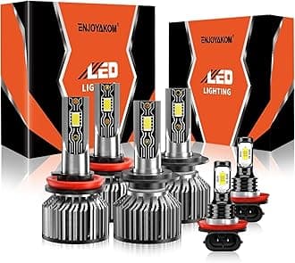 Compatible For Nissan Maxima 2016-2018 H8 H9 High/Low Beam H11 Fog Light Bulbs, 600% Brightness 6500K White with Cooling Fan, Plug and Play, IP68 Pack of 6