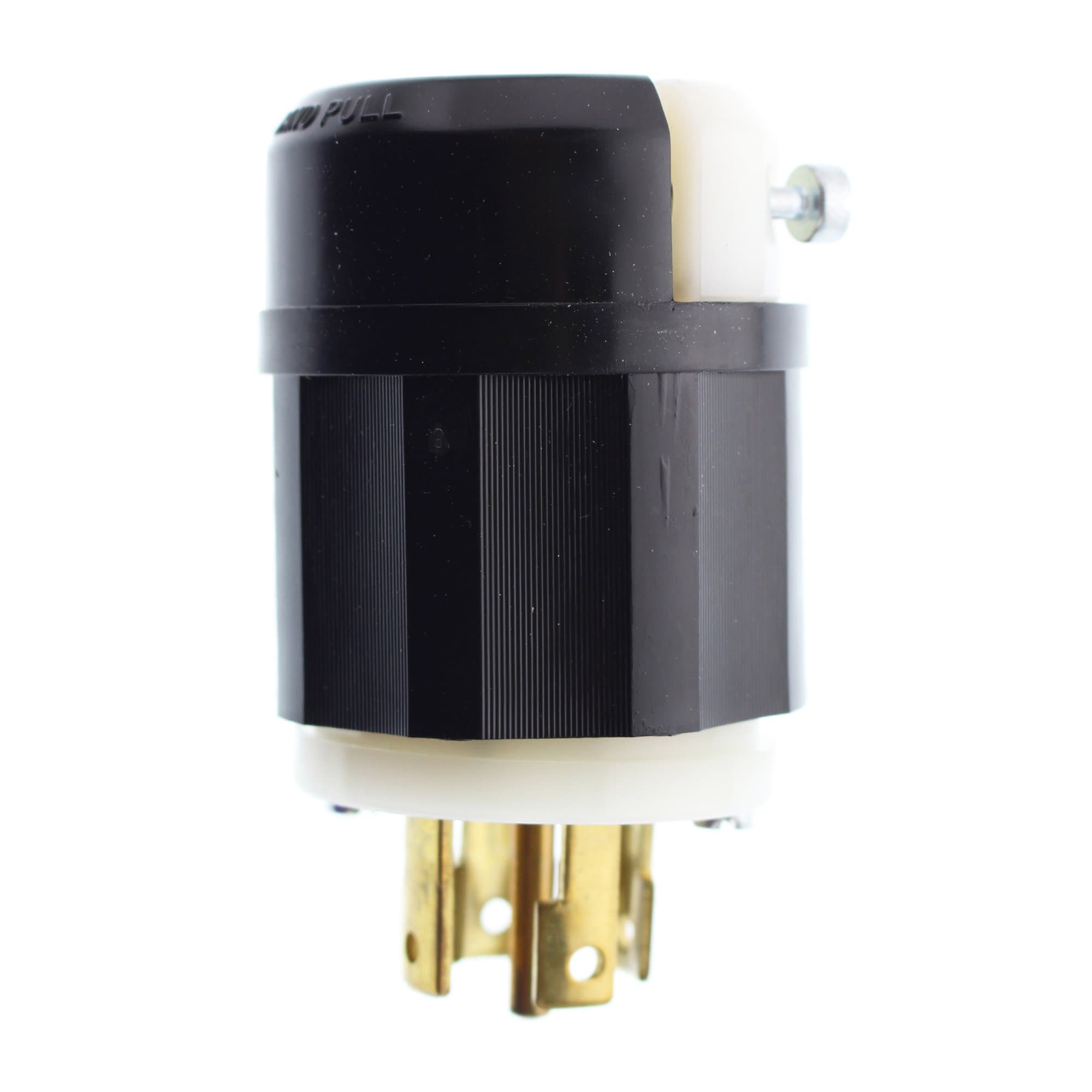Leviton Locking Plug, 30 Amp, 120/208 Volt, Industrial Grade, 2811, Black & White