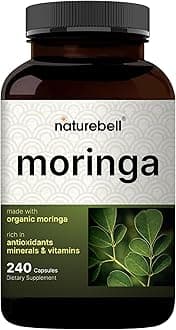 NatureBell Moringa - 240 Capsules - Organic Moringa for Immune, Energy & Skin Health Support* - Green Superfood Properties