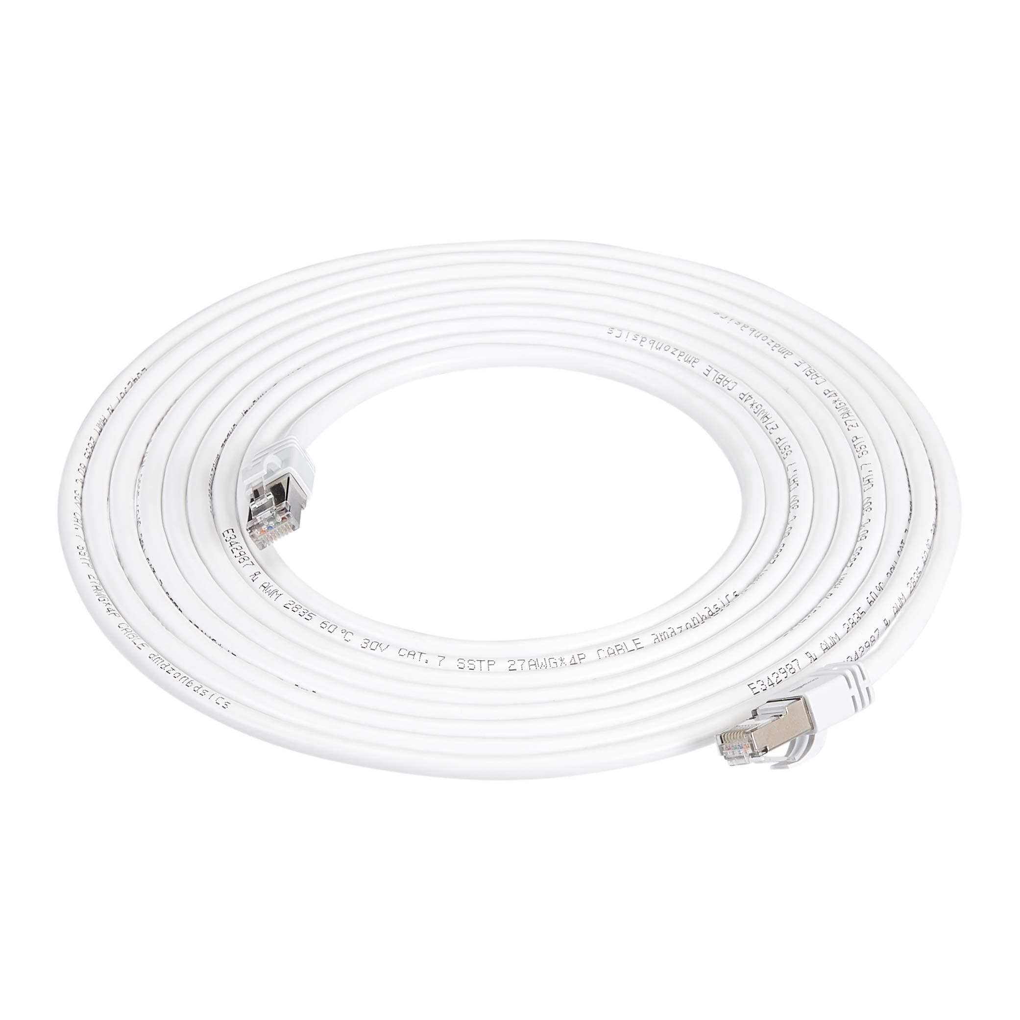 AmazonBasics Cat 7 High-Speed Gigabit Ethernet Patch Internet Cable - White, 15 Foot