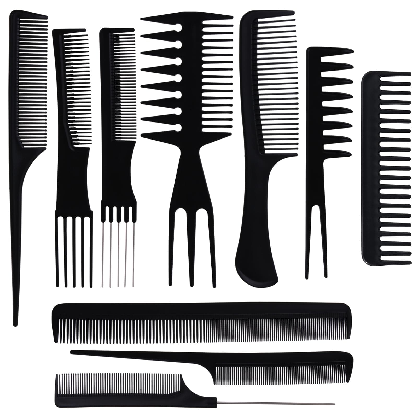 oneleaf Bs-Mall Einfac Professional All Hair Types Styling Comb Set 10 Pieces