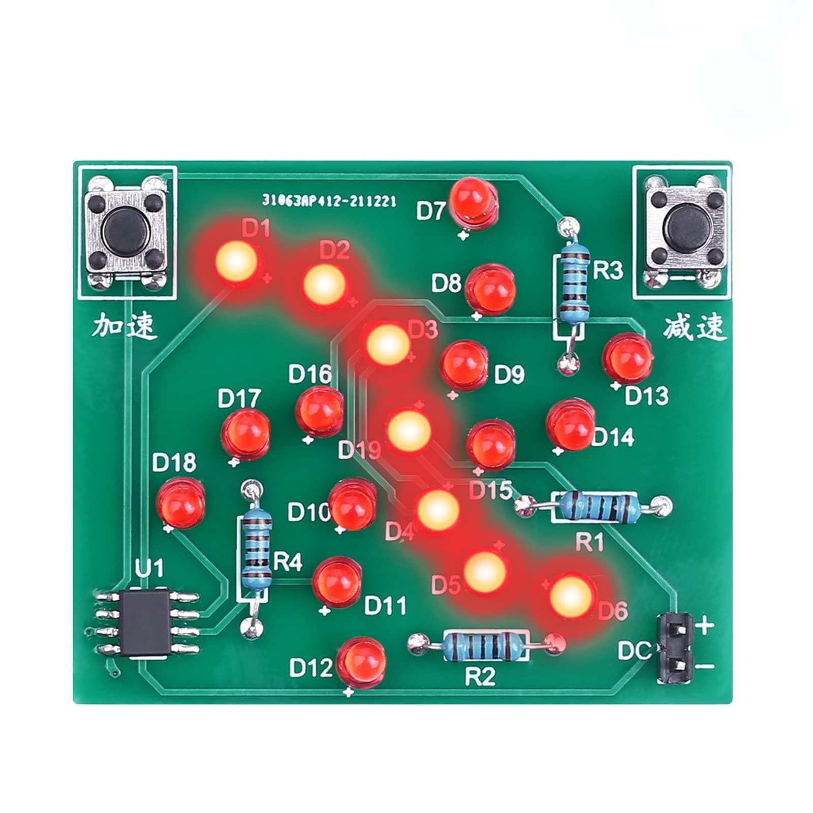 WHDTS Rotating Windmill Funny Red LED Flashing Light DIY Kit with PCB Adjustable Speed for Soldering Kit Practice Learning Electronics