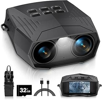Night Vision Goggles, Night Vision Binoculars for Adults, 5000mAh Rechargeable Infrared Binoculars with 3'' Large Screen, 10X Digital Zoom External Flashlight for Camping