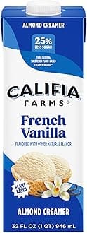 Califia Farms - French Vanilla Almond Milk Coffee Creamer, 32 Oz, Shelf Stable, Dairy Free, Plant Based, Vegan, Gluten Free, Non GMO