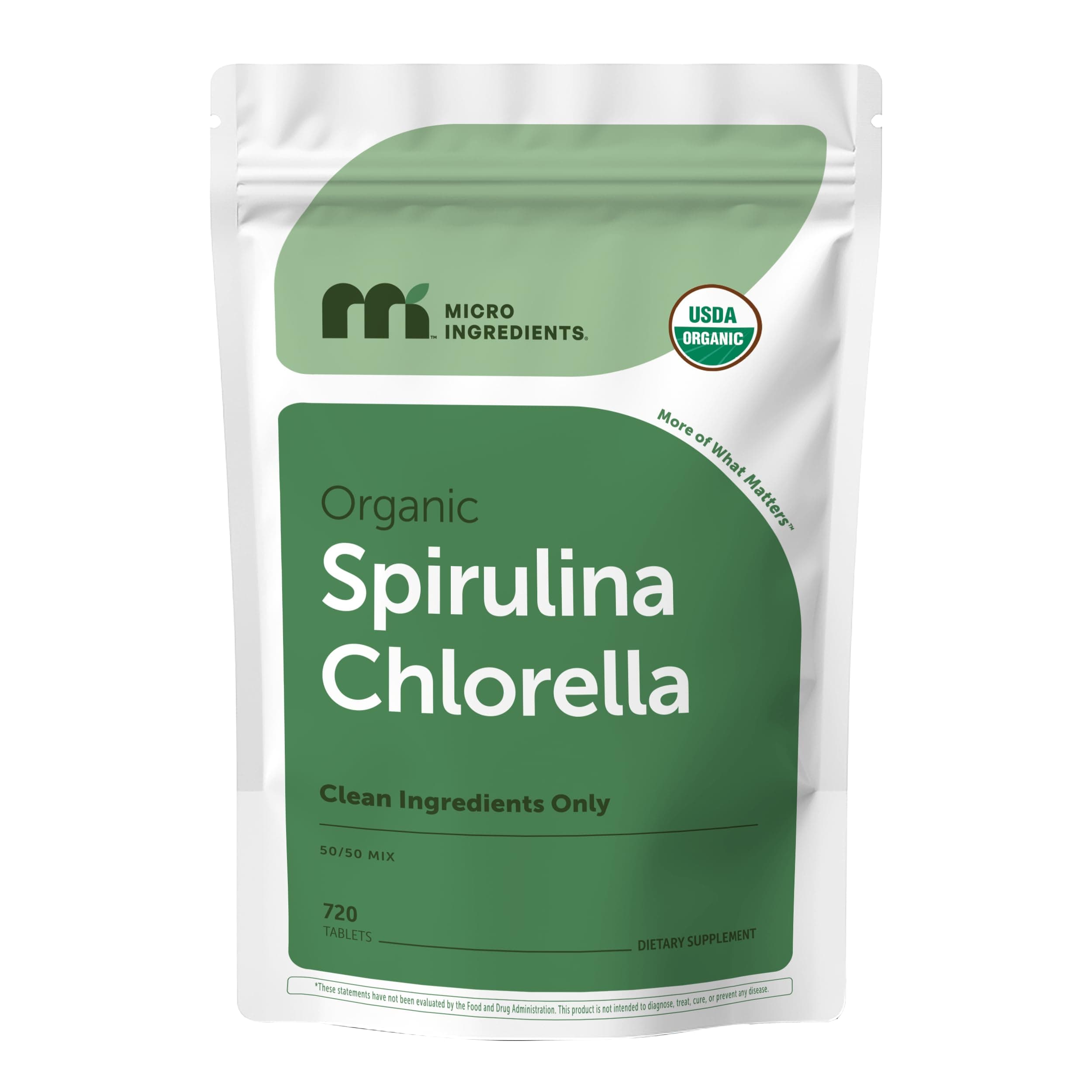 Organic Spirulina Chlorella Tablets, 720 Count | 4 Month Supply | 50/50 Algae Blend | Broken Cell Wall | Non-GMO, Filler Free