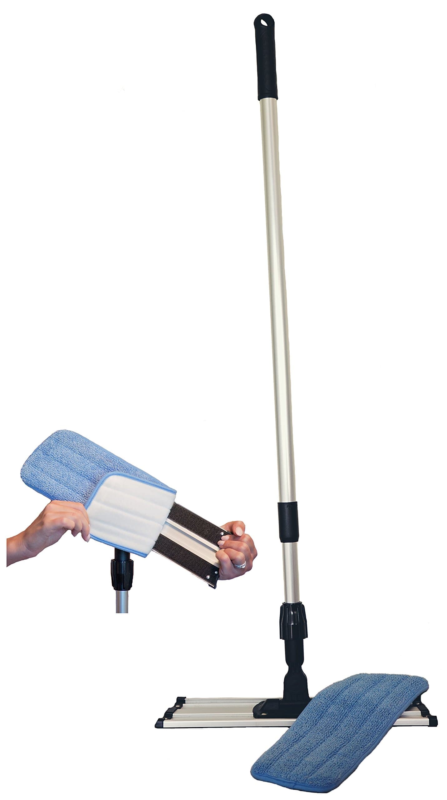 MARKEE2020 Mops, Frame: 3 x 16 in. Pad: 5 x 18 in Handle: Telescopes to 60', Siler/Black