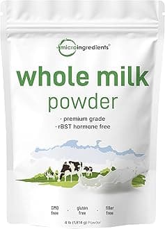Micro Ingredients Whole Milk Powder, 4 lb | Pasture-Raised, rBST-Free | Pure & Rich in Protein | Ideal for Baking & Everyday Use | Non-GMO, Gluten-Free, Premium Grade