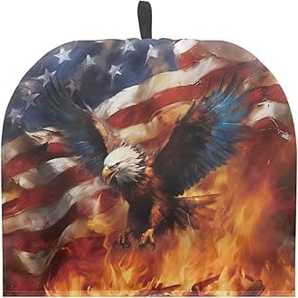 Tea Cosy Tea Pot Cozies Cover Insulating Keep Warm Teapot Dust Cover Gift for Holiday Home Party Decor July 4th Patriotic American Flag Eagle Flame Print