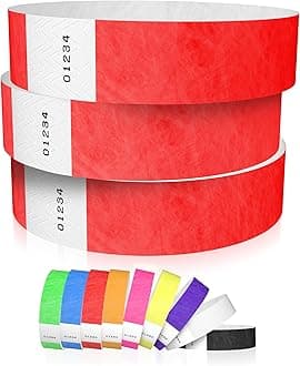 Wristco 600 Neon Red Tyvek Wristbands for Events - Tamper-Proof Design & Fluorescent Color Prevent Reuse Premium-Grade Bracelets for Hospital & Medical ID, Party & VIP Identification