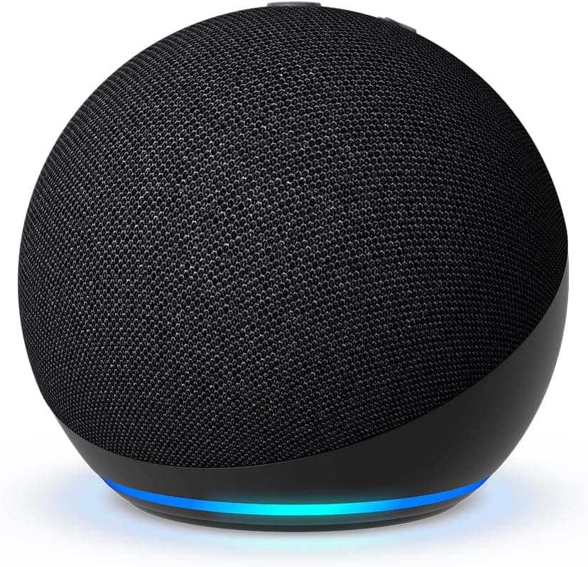 Eco Dot (5th Gen) | smart bluetooth speaker with vibrant sound and Alexa | Use your voice to control smart home devices, play music or the Quran, and more (speaks English & Khaleeji) | Charcoal