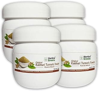 HorticoGreens Natural Haldi Kasturi Turmeric/Kasturi Manjal/Musk,Wild & White Turmeric/Jangli Haldi/Curcuma aromatica Powder | 100 Grams (100Gm pack of 4)