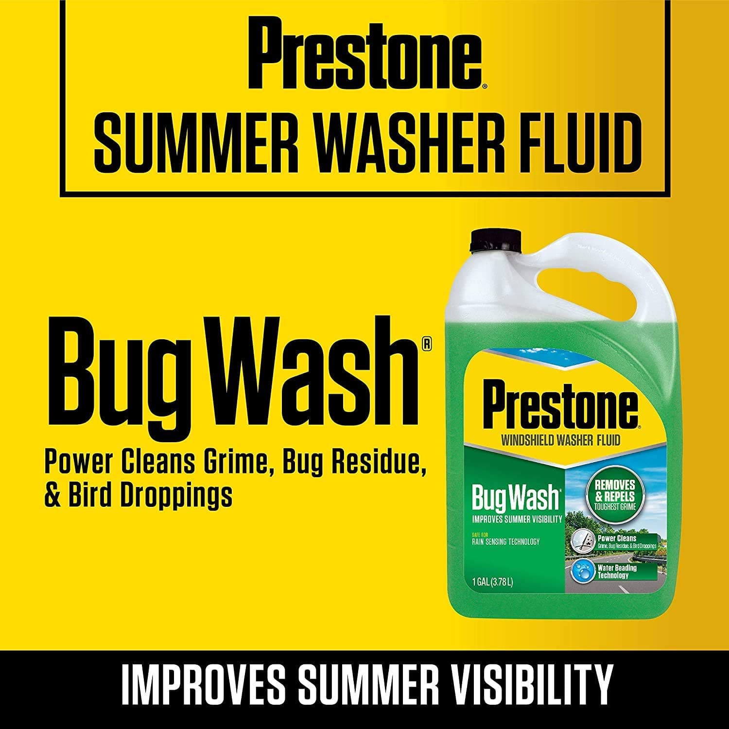 Prestone AS657 Bug Wash Windshield Washer Fluid, 1 Gallon (Pack of 2)