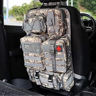 MAIKER Tactical Car Seat Back Organizer, Upgrade Tactical Vehicle Panel Organizer with 5 Detachable Molle Pouch, Universal fits for Most of Vehicle