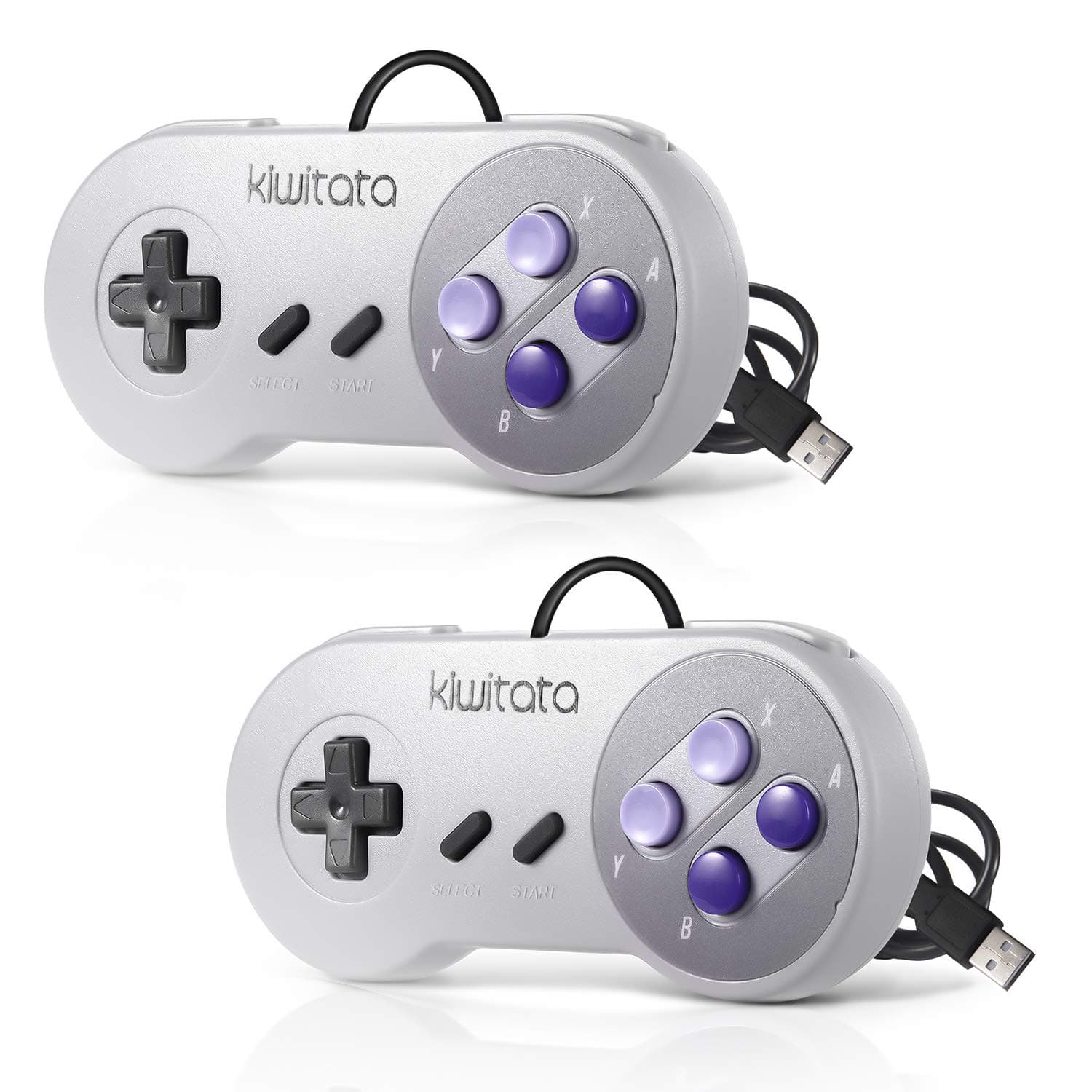 kiwitatÃƒ¡ 2x Retro SNES USB Super Classic Controller Gamepad, kiwitatÃƒ¡ SNES USB PC Wired Game Controller Joystick for Windows PC Mac Raspberry Pi