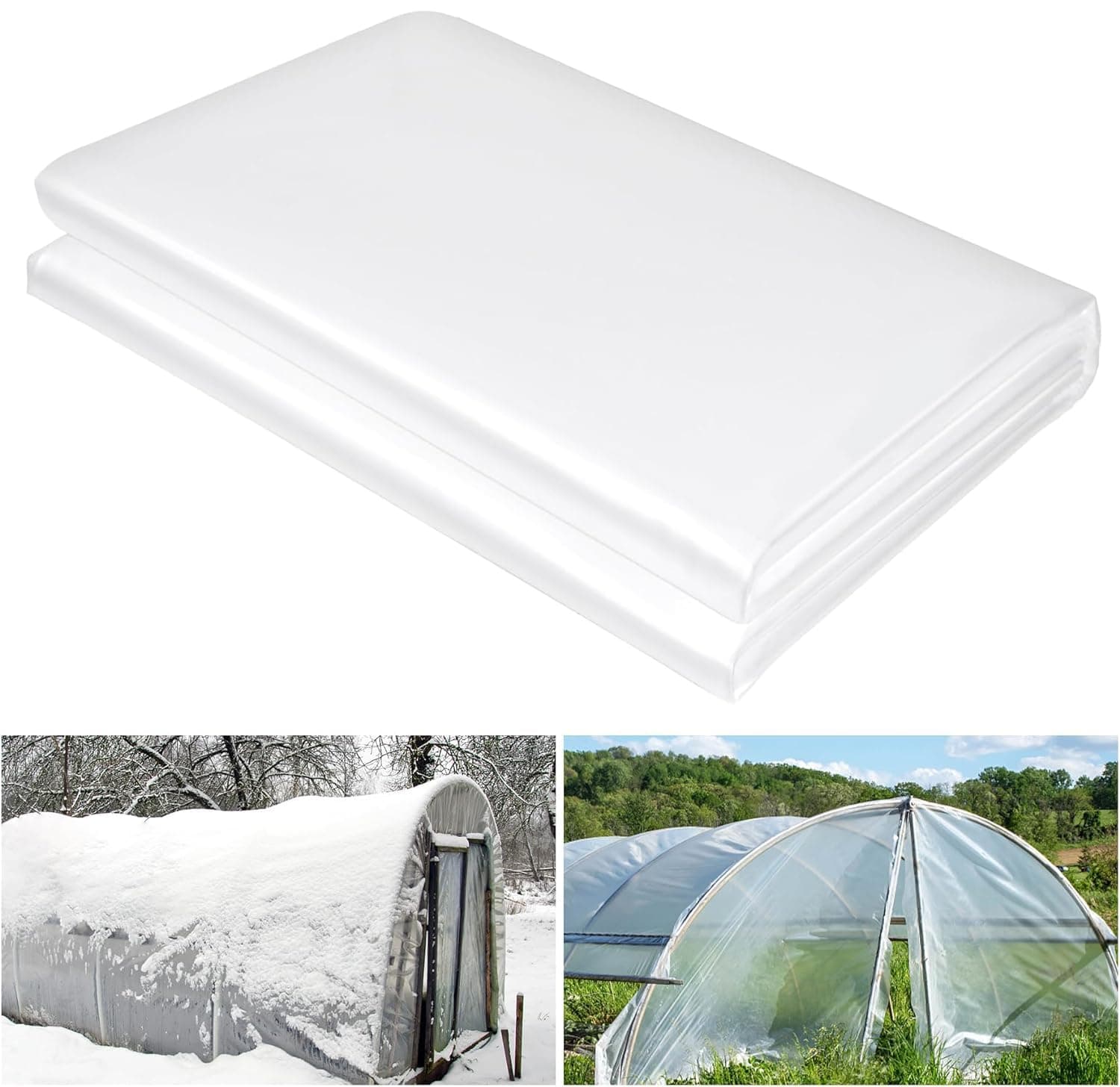 Atoke 2M X 10M Extra Thick Polythene Plastic Sheeting,Anti-dust Furniture Cover,Clear Garden Grow Polytunnel Cover Sheets for Greenhouse,Agriculture,Garden,Painting Work