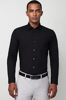 Peter England Men's Classic Solid Full Sleeve Slim Fit Shirt | Wonder Fabric | Cotton Rich | Pin Point Oxford