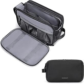 Toiletry Bag for Men, BAGSMART Travel Toiletry Organizer Dopp Kit Water-Resistant Shaving Bag for Toiletries Accessories (Large Black)