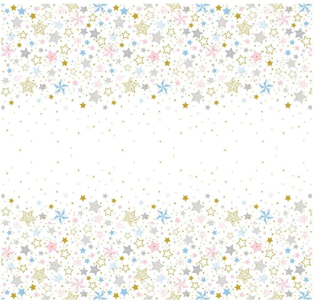 Unique Party 72413 Baby Shower Little Star Rectangular Plastic Table Cover | 1 Pc, Print, 7 X 4.5 Ft