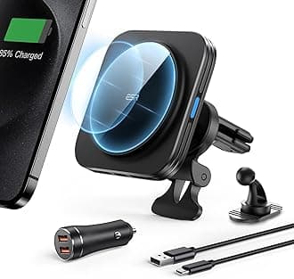 for MagSafe Car Mount Charger, 15W Magnetic Wireless Car Charger, for MagSafe Phone Charging, Air Vent Phone Holder for iPhone 17e/17-12, Samsung Galaxy S26/S25, with 36W QC 3.0 Fast Charging