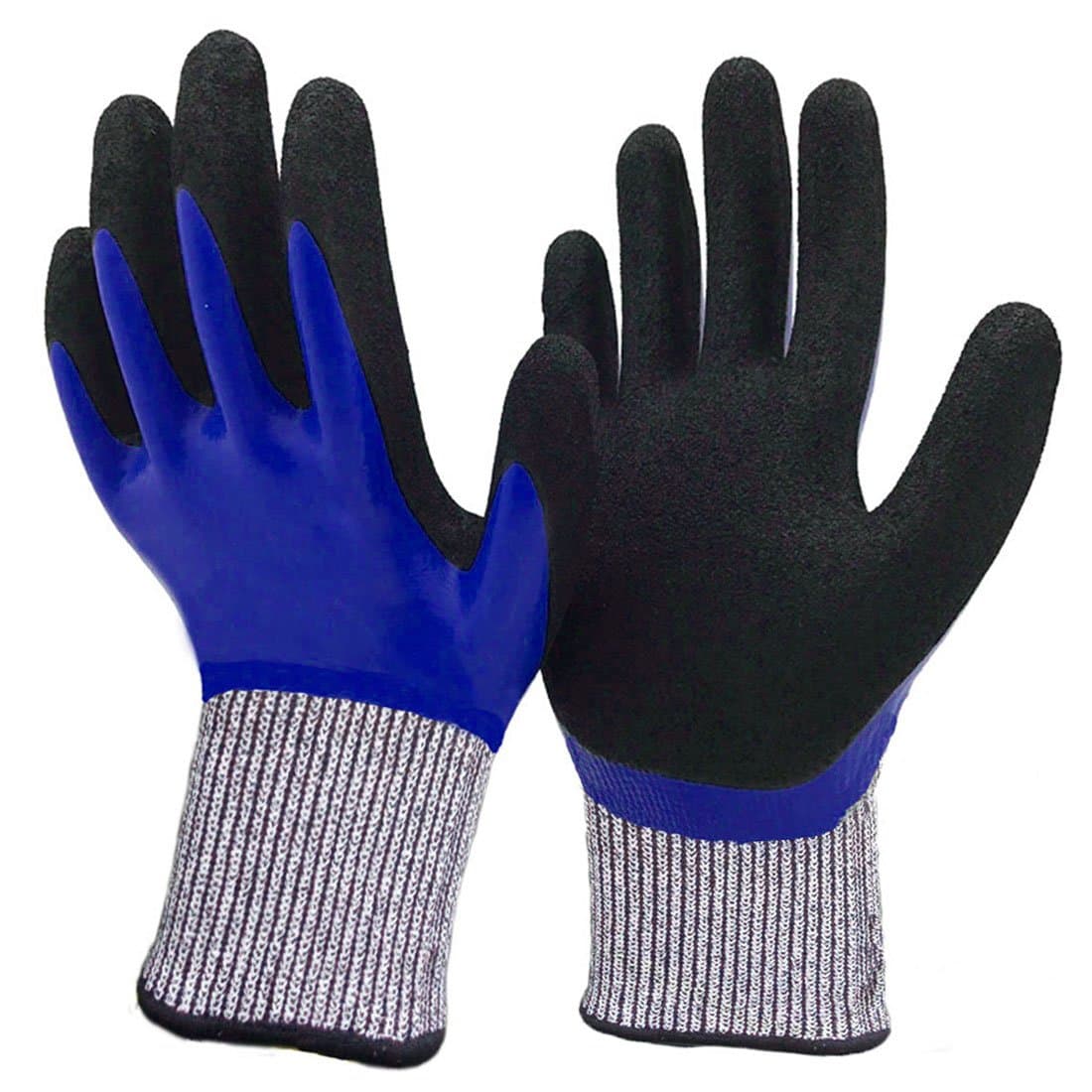 Hanhelp Dual Nitrile Coating Cut Resistant Gloves, Water Resistant Kitchen Level 5 Protection Handling Sharp Materials Safety Gloves, Grip Durable Comfortable Multipurpose Work Gloves - Small