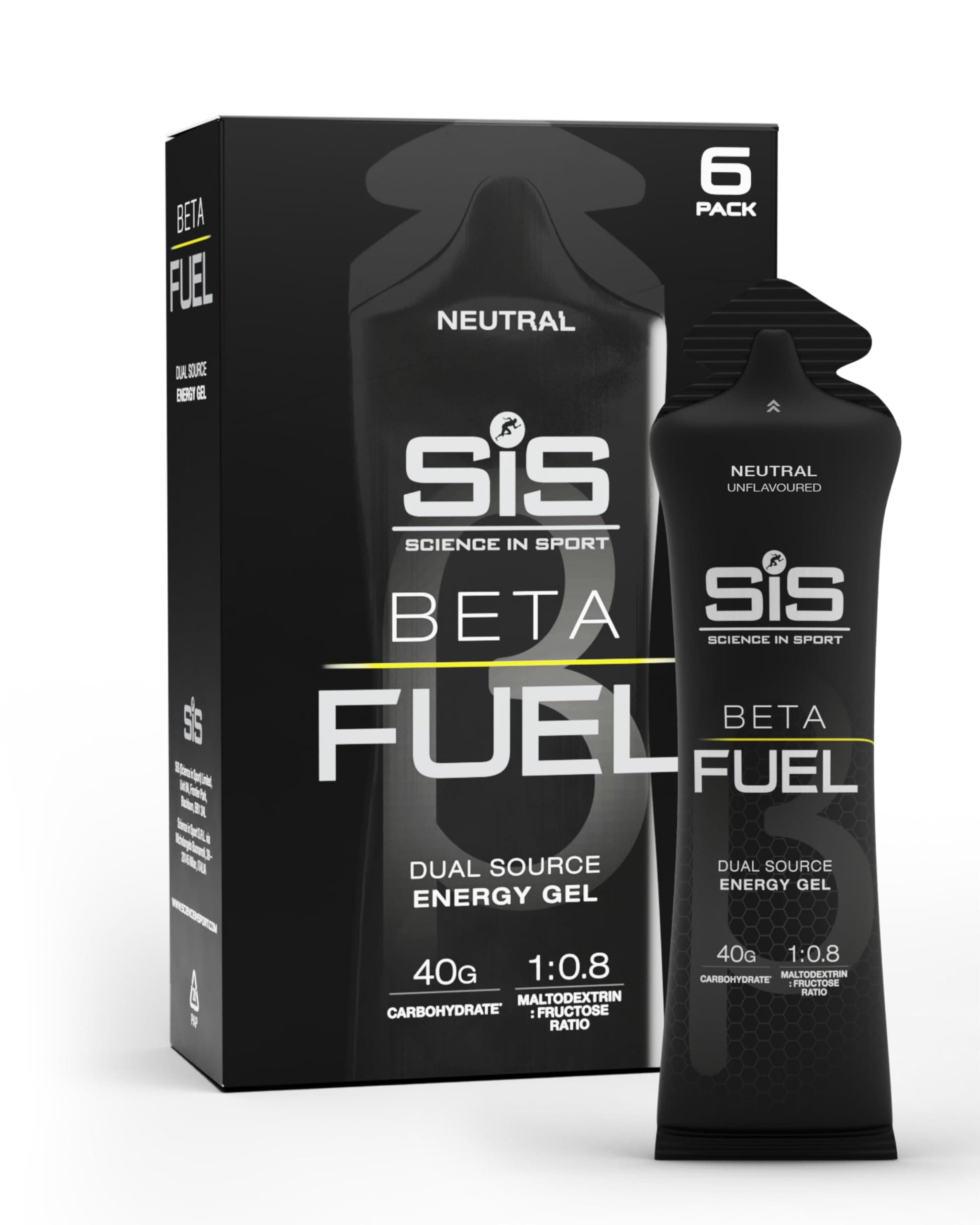 Beta Fuel Dual Source Gel 6 x 60ml Unflavoured – High-Energy Carbohydrate Gel with 40g of carbohydrates, Easy-to-Digest Energy Gel for Optimal Performance.