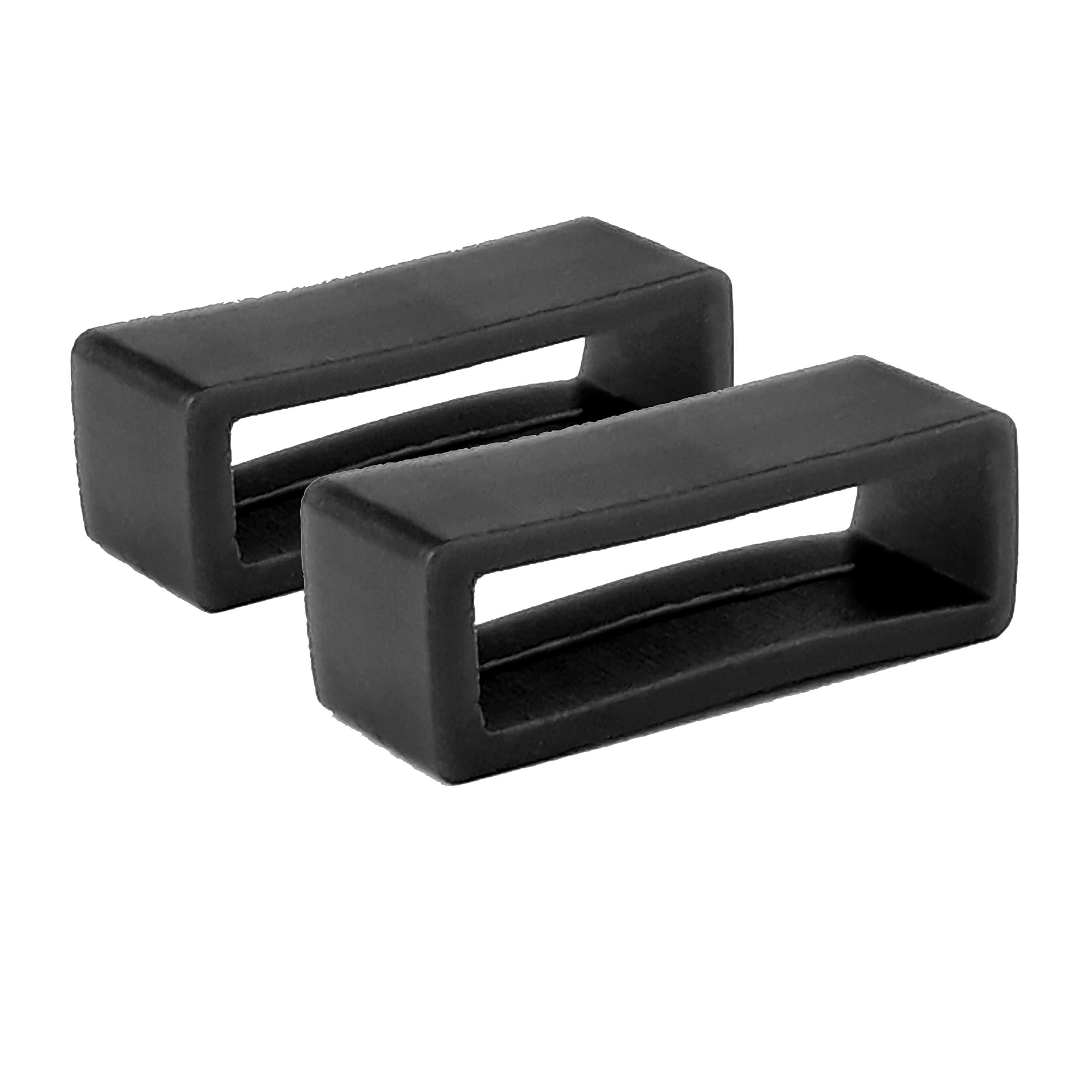 2 x 16mm Black Rubber PVC Watch Strap Keeper Retaining Hoop Loop Ring Retainer Holder