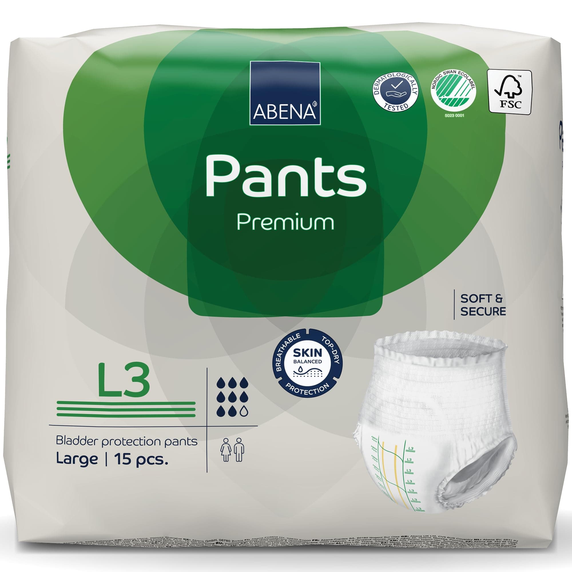 Premium Incontinence Protective Underwear, Abena Pants, Pull-ups, Heavy Absorbency, Level 3, Large, 45 Count