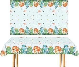 yayafunfun2Pcs Dinosaur Table Cloth Baby Party Tablecover,137*274cm Plastic Waterproof Party Tablecloth Dinning Table Decorations for Kids Boys Girls Birthday Wedding Picnic Baby Shower Party Supplies