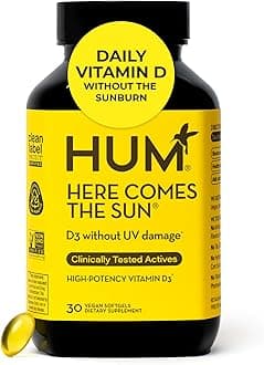 HUM Here Comes The Sun Immune Support Supplement with Vitamin D Supplements for Women and Men for a Healthy Immune System, D3 Vitamin Supports Bone Health, 30 Capsules
