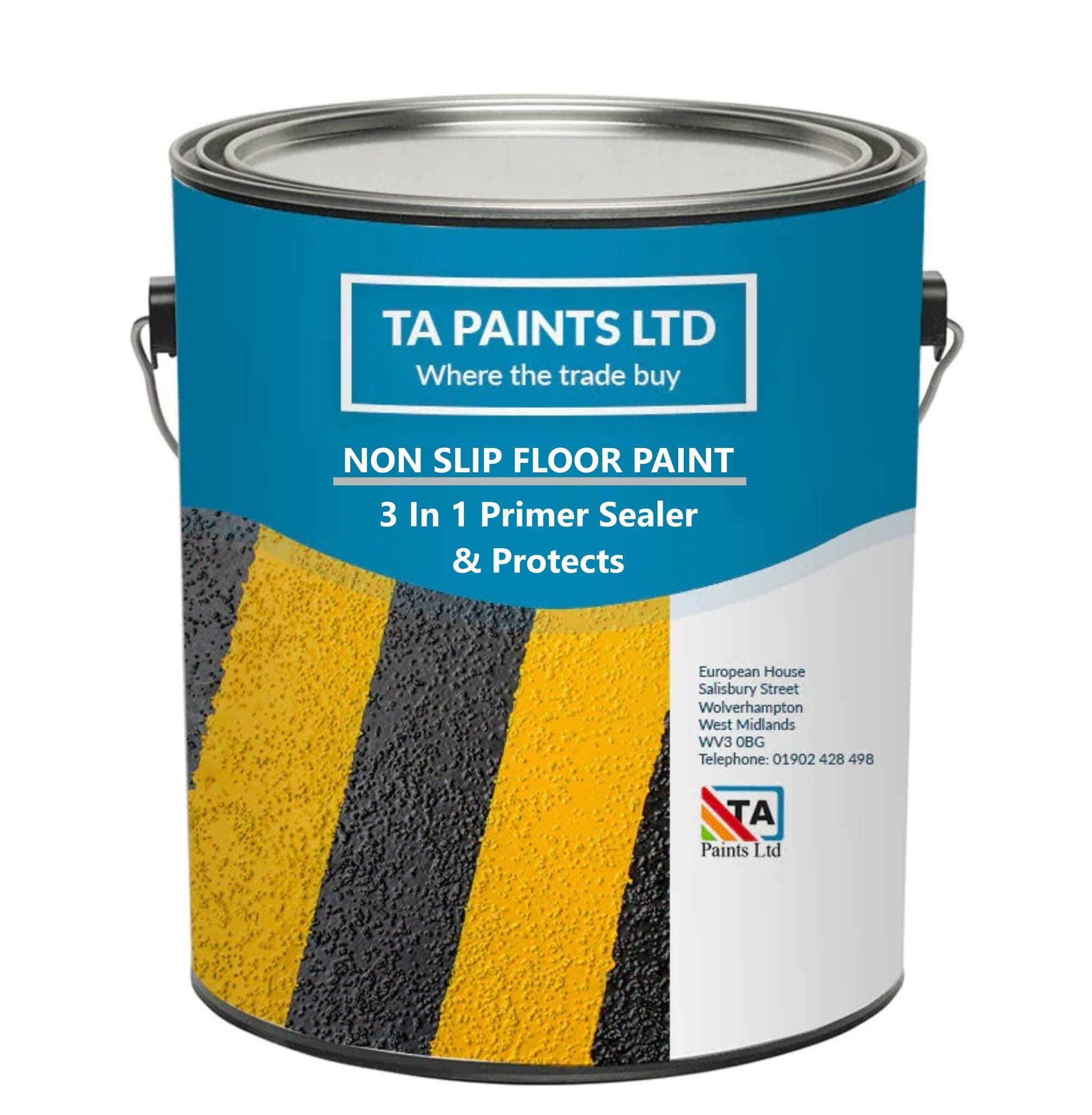 T A Paints Ltd Non Slip Floor Paint Multi Surface Concrete Brick Stone Wood Metal Floors Workshops Factory Steps Showroom Garage Floors (5L Black)