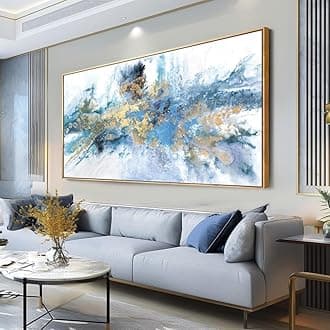 Abstract Wall Art For Living Room Large Size Framed Navy Blue Canvas Wall Art Abstract Wall Decor Abstract Art Paintings Fantasy Colorful on White Background Modern Artwork Decor for Bedroom Bathroom
