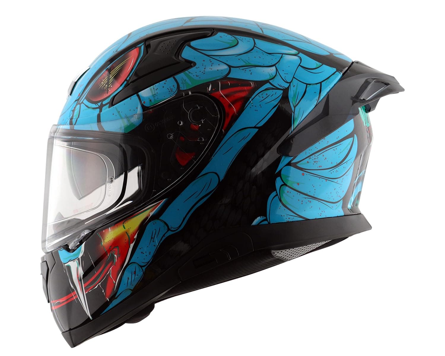 Axor Apex Venomous ISI ECE DOT Certified Full Face Dual Visor Helmet for Men and Women with Pinlock Fitted Outer Clear Visor and Inner Smoke Sun Visor Black Neon Blue(L)