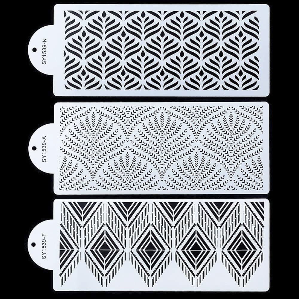 RAYNAG 3 Pcs Cake Decorating Stencils Mold Plastic Templates Spray Floral Cake Molds Cookie Fondant Dessert Decorating Molds Side Baking Mesh Stencil