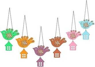 Artvibes Multicolored Flying Birds Decorative Wall Art MDF Wooden Wall Hanger for Living Room | Office | Cafe | Aesthetic Wooden Decor | Graphic Artwork | Unique Gift Items (WH_9105N), Set of 6