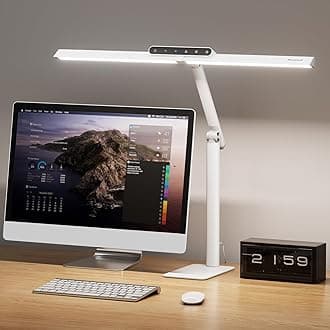 Honeywell LED Desk Lamp with Base - HJ1WT Sunturalux Eye-Caring Architect Desk Lamp for Home Office, 1200LM Computer Desk Light 4 Color Modes Stepless Dimming Task Desk Light with Timer White