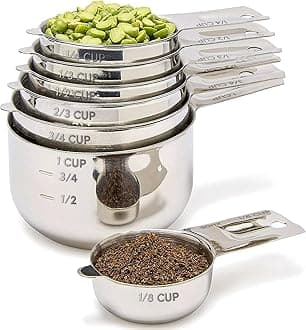 Simply Gourmet Measuring Cups Set of 7, Stackable, 304 Premium Stainless Steel, Kitchen Gadgets for Measure Liquid and Dry Ingredients, Cooking & Baking