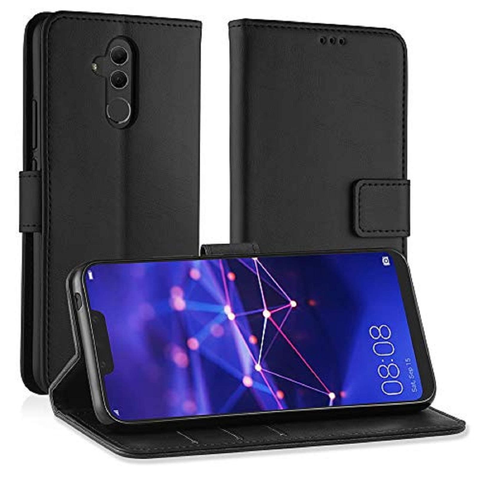 Simpeak Case Compatible with Huawei Mate 20 Lite, Leather Flip Wallet Case Cover Replacement for Huawei Mate 20 Lite, Black